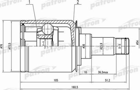 Patron PCV1521 - Шарнирный комплект, ШРУС, приводной вал autodnr.net