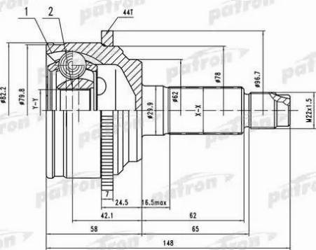 Patron PCV1525 - Шарнирный комплект, ШРУС, приводной вал avtokuzovplus.com.ua