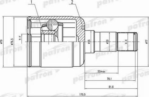 Patron PCV1531 - Шарнирный комплект, ШРУС, приводной вал avtokuzovplus.com.ua