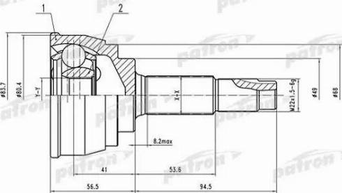 Patron PCV1535 - Шарнірний комплект, ШРУС, приводний вал autocars.com.ua