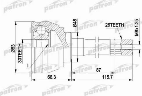 Patron PCV1540 - Шарнірний комплект, ШРУС, приводний вал autocars.com.ua