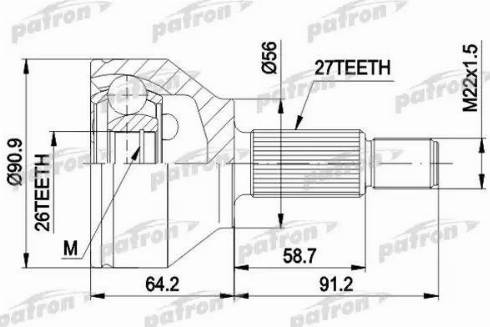 Patron PCV1549 - Шарнірний комплект, ШРУС, приводний вал autocars.com.ua