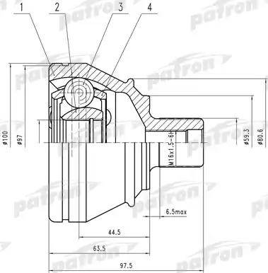 Patron PCV1552 - Шарнирный комплект, ШРУС, приводной вал avtokuzovplus.com.ua