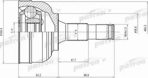 Patron PCV1553 - Шарнірний комплект, ШРУС, приводний вал autocars.com.ua