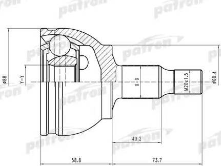 Patron PCV1590 - Шарнирный комплект, ШРУС, приводной вал avtokuzovplus.com.ua