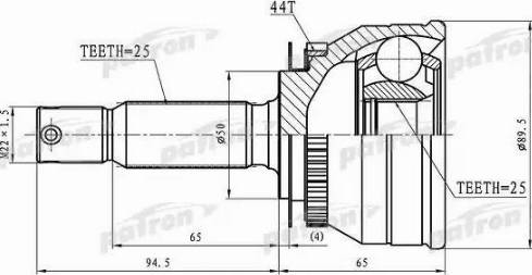 Patron PCV1608 - Шарнирный комплект, ШРУС, приводной вал avtokuzovplus.com.ua