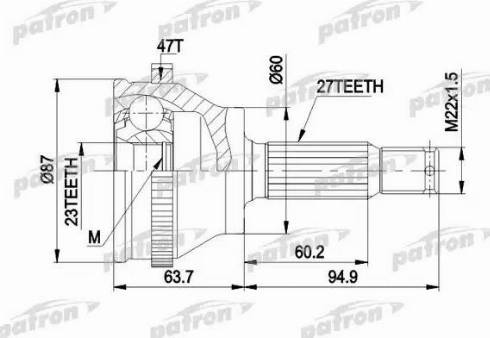 Patron PCV1617AR - Шарнірний комплект, ШРУС, приводний вал autocars.com.ua