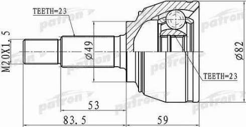 Patron PCV1667 - Шарнирный комплект, ШРУС, приводной вал avtokuzovplus.com.ua