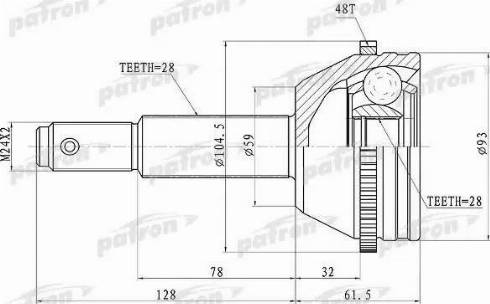 Patron PCV1674 - Шарнирный комплект, ШРУС, приводной вал avtokuzovplus.com.ua