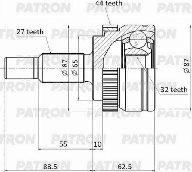 Patron PCV1732 - Шарнірний комплект, ШРУС, приводний вал autocars.com.ua