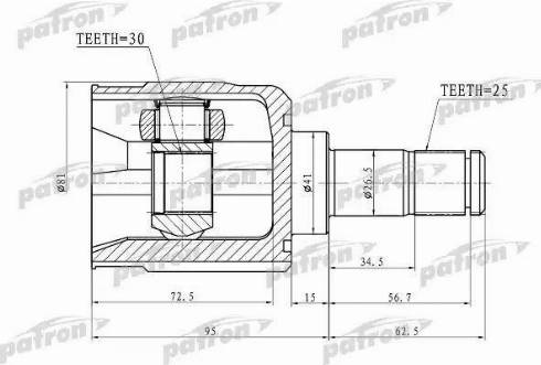 Patron PCV1746 - Шарнір, ШРУС, приводний вал autocars.com.ua