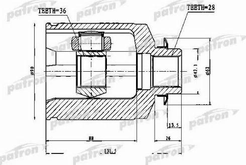 Patron PCV1753 - Шарнір, ШРУС, приводний вал autocars.com.ua