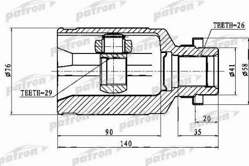 Patron PCV1758 - Шарнір, ШРУС, приводний вал autocars.com.ua