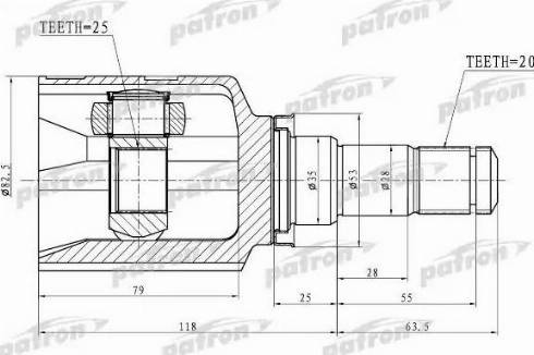 Patron PCV1763 - Шарнір, ШРУС, приводний вал autocars.com.ua