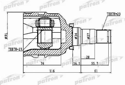 Patron PCV1768 - Шарнір, ШРУС, приводний вал autocars.com.ua