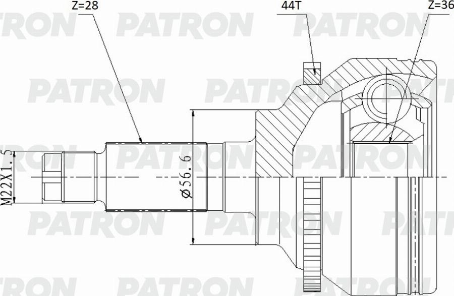 Patron PCV1925 - Шарнирный комплект, ШРУС, приводной вал avtokuzovplus.com.ua