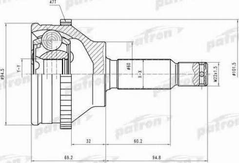 Patron PCV2066 - Шарнірний комплект, ШРУС, приводний вал autocars.com.ua