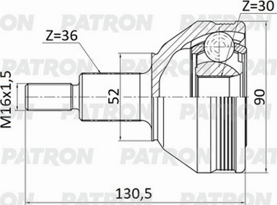 Patron PCV2137 - Шарнирный комплект, ШРУС, приводной вал avtokuzovplus.com.ua