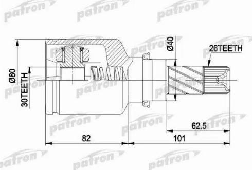 Patron PCV3032 - Шарнірний комплект, ШРУС, приводний вал autocars.com.ua