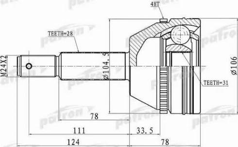 Patron PCV3237 - Шарнірний комплект, ШРУС, приводний вал autocars.com.ua