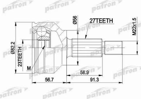 Patron PCV3610 - Шарнирный комплект, ШРУС, приводной вал avtokuzovplus.com.ua