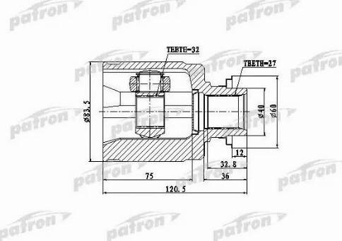 Patron PCV4013 - Шарнирный комплект, ШРУС, приводной вал avtokuzovplus.com.ua