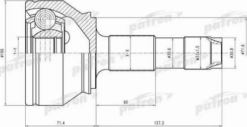 Patron PCV4598 - Шарнирный комплект, ШРУС, приводной вал avtokuzovplus.com.ua