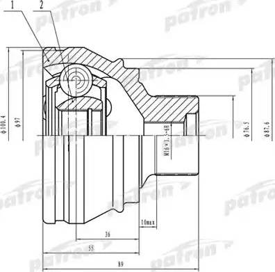 Patron PCV4958 - Шарнирный комплект, ШРУС, приводной вал avtokuzovplus.com.ua