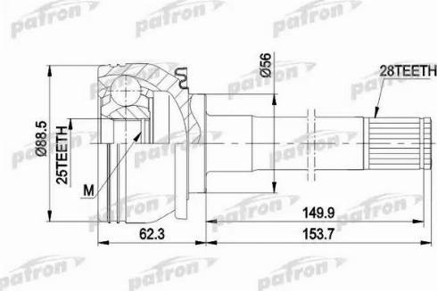 Patron PCV5007 - Шарнірний комплект, ШРУС, приводний вал autocars.com.ua