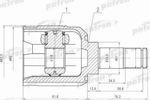 Patron PCV5008 - Шарнірний комплект, ШРУС, приводний вал autocars.com.ua