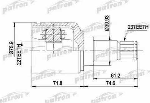 Patron PCV5026 - Шарнірний комплект, ШРУС, приводний вал autocars.com.ua