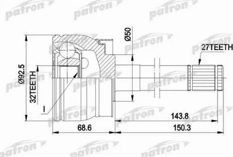 Patron PCV5032 - Шарнірний комплект, ШРУС, приводний вал autocars.com.ua