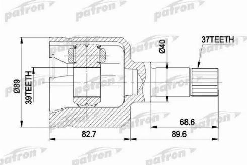 Patron PCV5044 - Шарнирный комплект, ШРУС, приводной вал avtokuzovplus.com.ua