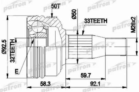 Patron PCV8957 - Шарнірний комплект, ШРУС, приводний вал autocars.com.ua