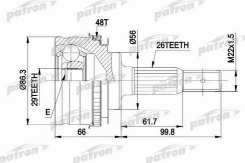 Patron PCV9012 - Шарнірний комплект, ШРУС, приводний вал autocars.com.ua