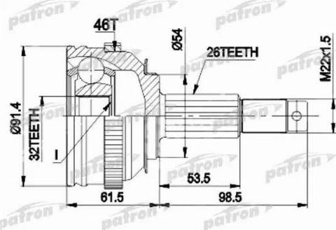 Patron PCV9491 - Шарнирный комплект, ШРУС, приводной вал avtokuzovplus.com.ua