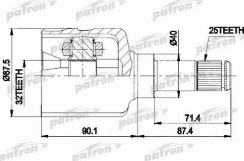 Patron PCV9536 - Шарнирный комплект, ШРУС, приводной вал avtokuzovplus.com.ua