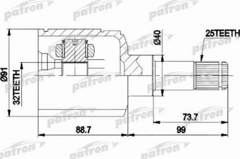 Patron PCV9538 - Шарнирный комплект, ШРУС, приводной вал avtokuzovplus.com.ua