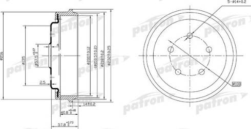 Patron PDR1001 - Тормозной барабан avtokuzovplus.com.ua