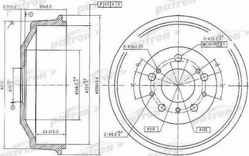 PATRON PDR1048 - Тормозной барабан avtokuzovplus.com.ua