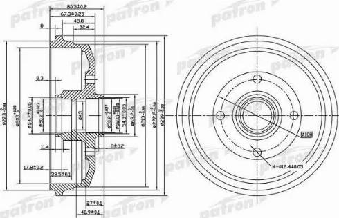 Patron PDR1057 - Гальмівний барабан autocars.com.ua