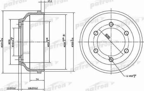 Patron PDR1068 - Тормозной барабан avtokuzovplus.com.ua