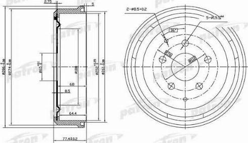 Patron PDR1196 - Гальмівний барабан autocars.com.ua