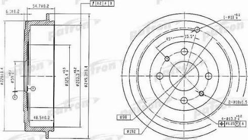 Patron PDR1225 - Гальмівний барабан autocars.com.ua