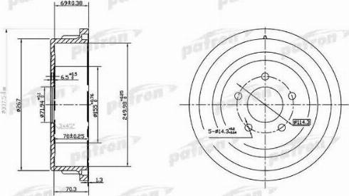 Patron PDR1482 - Тормозной барабан avtokuzovplus.com.ua