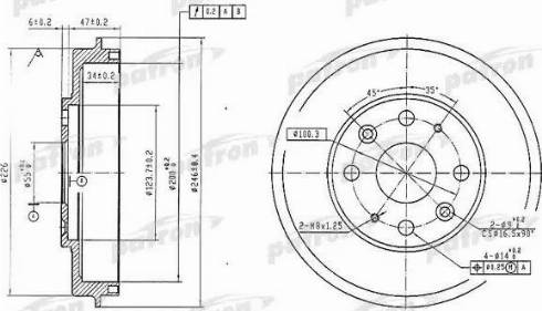 Patron PDR1573 - Тормозной барабан avtokuzovplus.com.ua