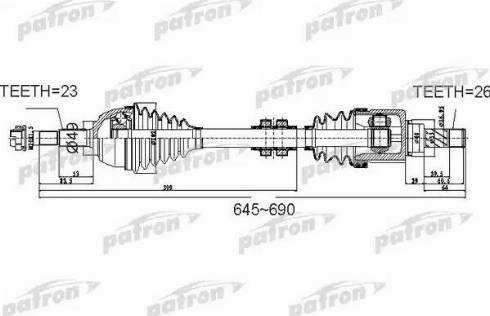 Patron PDS0526 - Приводной вал avtokuzovplus.com.ua