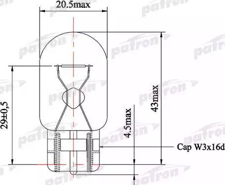 Patron PLW21W - Лампа розжарювання, додатковий ліхтар сигналу гальмування autocars.com.ua
