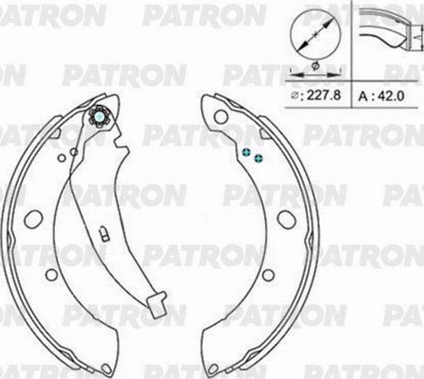 Patron PSP015 - Комплект гальм, барабанний механізм autocars.com.ua