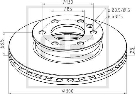 PE Automotive 016.271-00A - Гальмівний диск autocars.com.ua